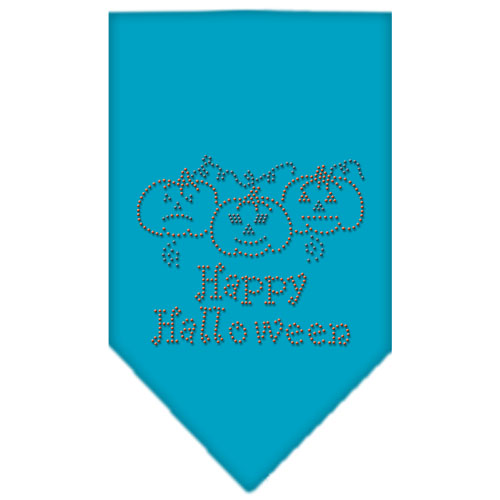 Happy Halloween Rhinestone Bandana Turquoise Small